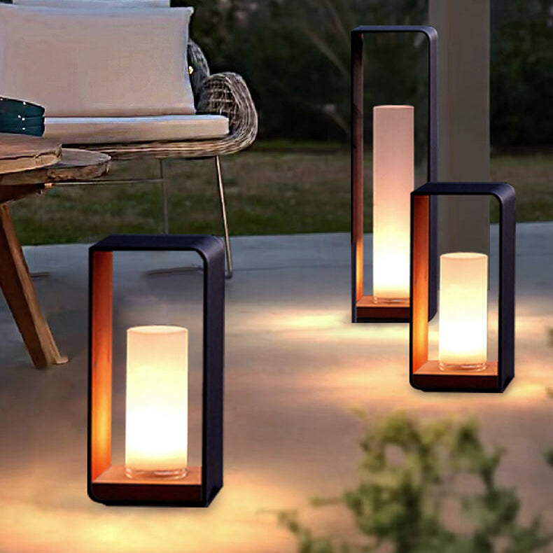 Modern freestanding solar outdoor lamp