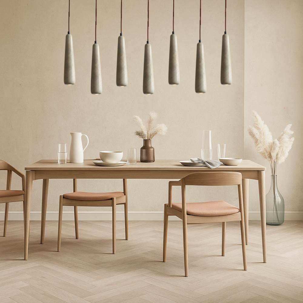 Minimalistyczna cylindryczna lampa wisząca w kształcie ołówka