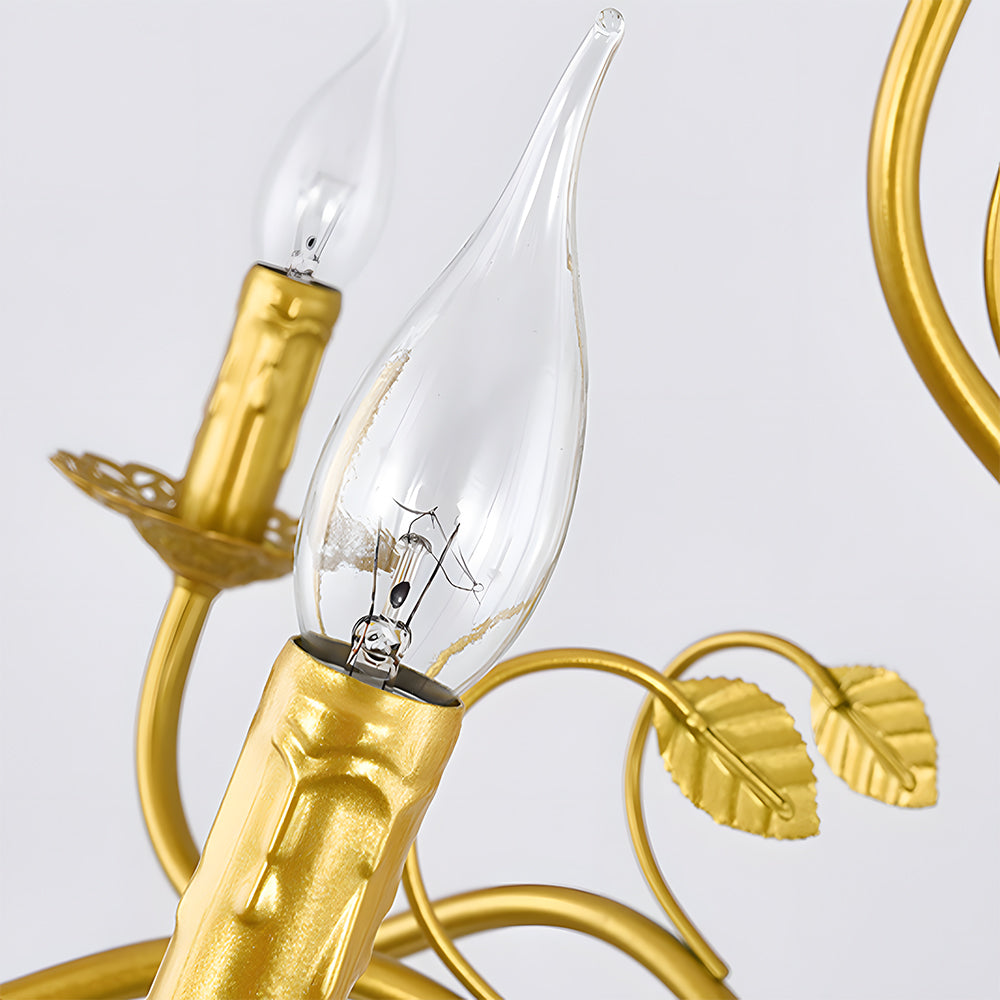 Classic ring ceiling lamp with curved arms and candle holders