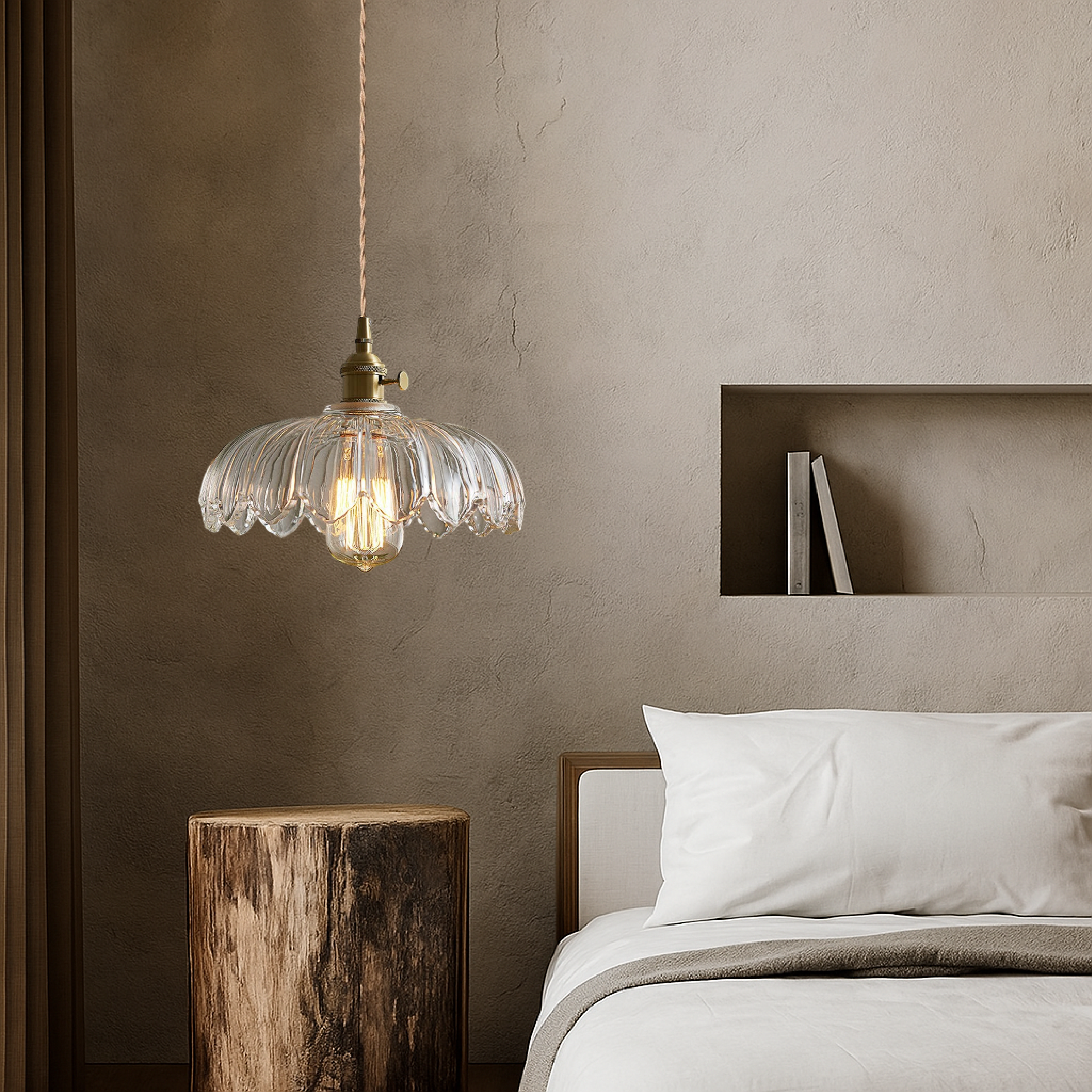 Szklana Kwiatowa Lampa Wisząca