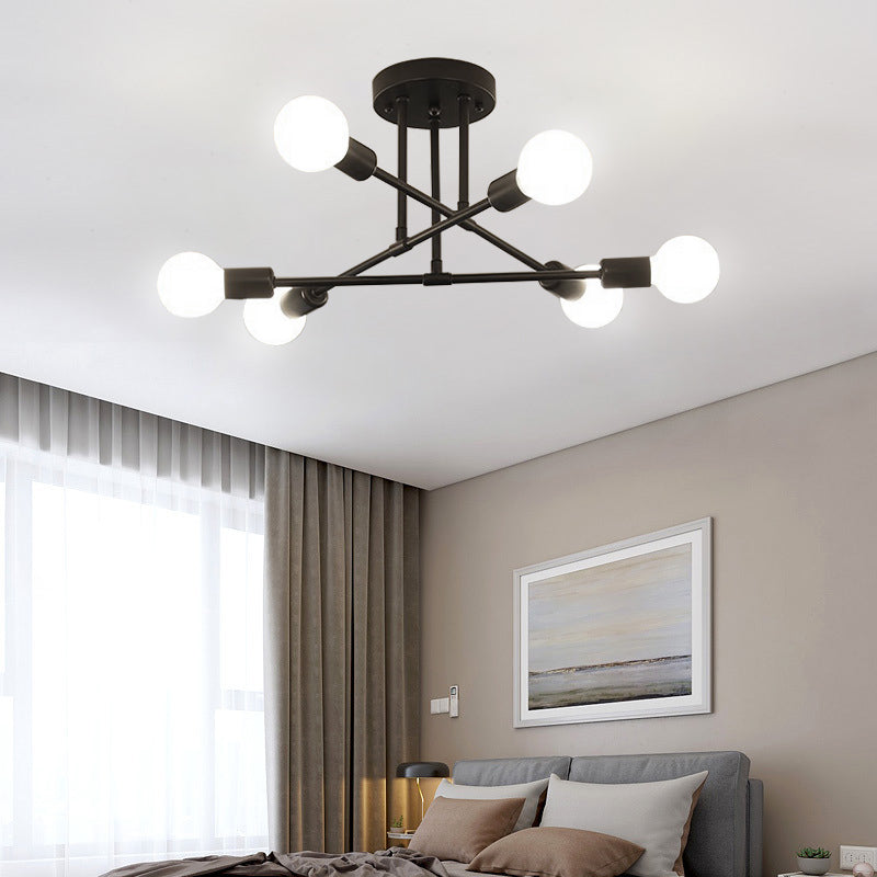 Bauhaus ceiling light with globe bulbs and branched arms