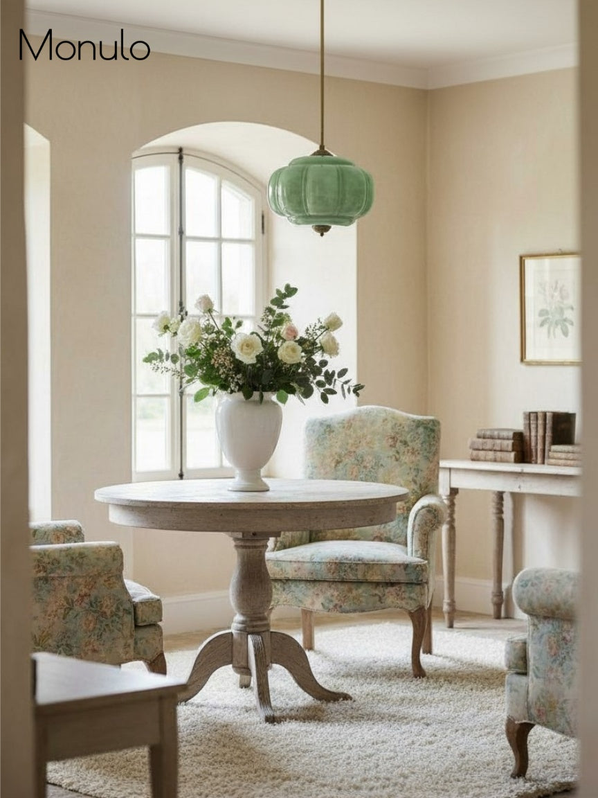 Klasyczna lampa wisząca w kształcie dyni szklana półpłaska