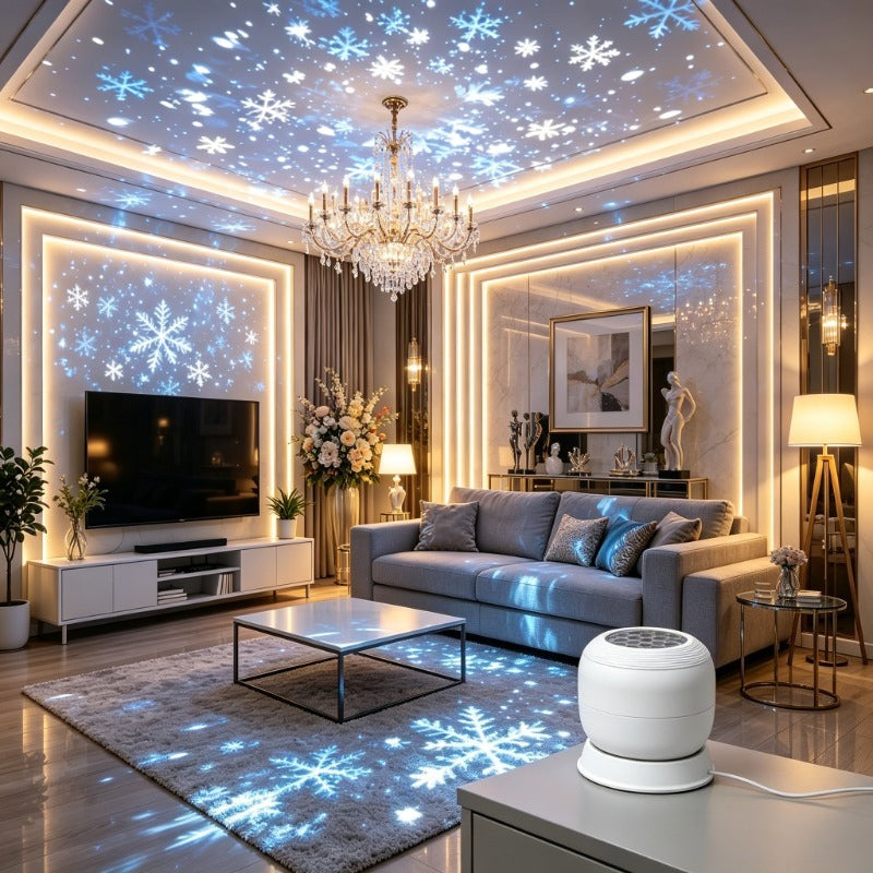 Projecteur LED de flocons de neige avec rotation à 360 degrés