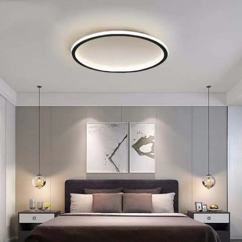 Ronde opbouw plafondlamp met ring en vlak paneel