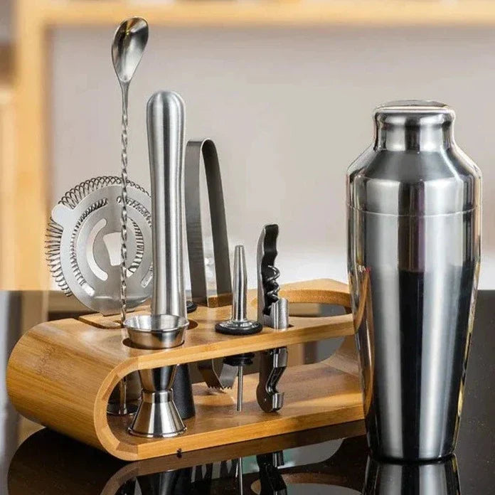 Barset met shaker en houten standaard