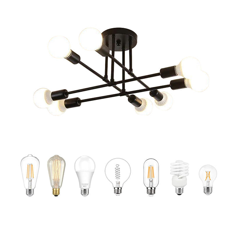 Bauhaus ceiling light with globe bulbs and branched arms
