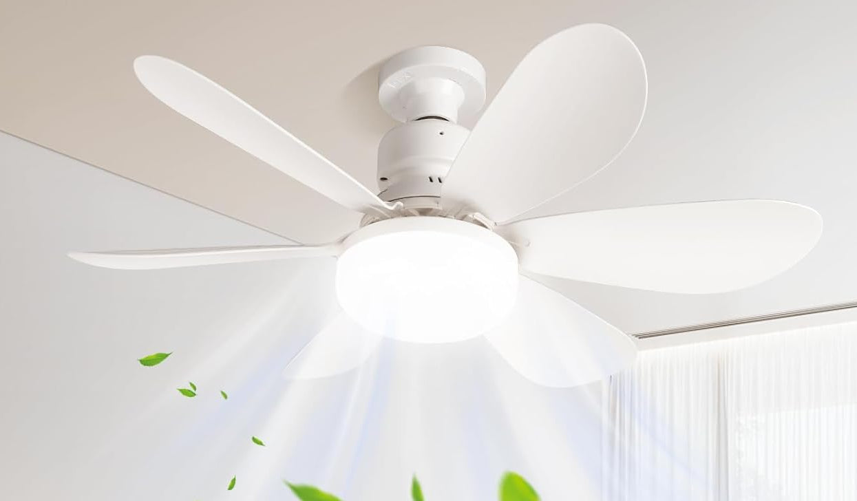 Ceiling fan with LED lighting and remote control