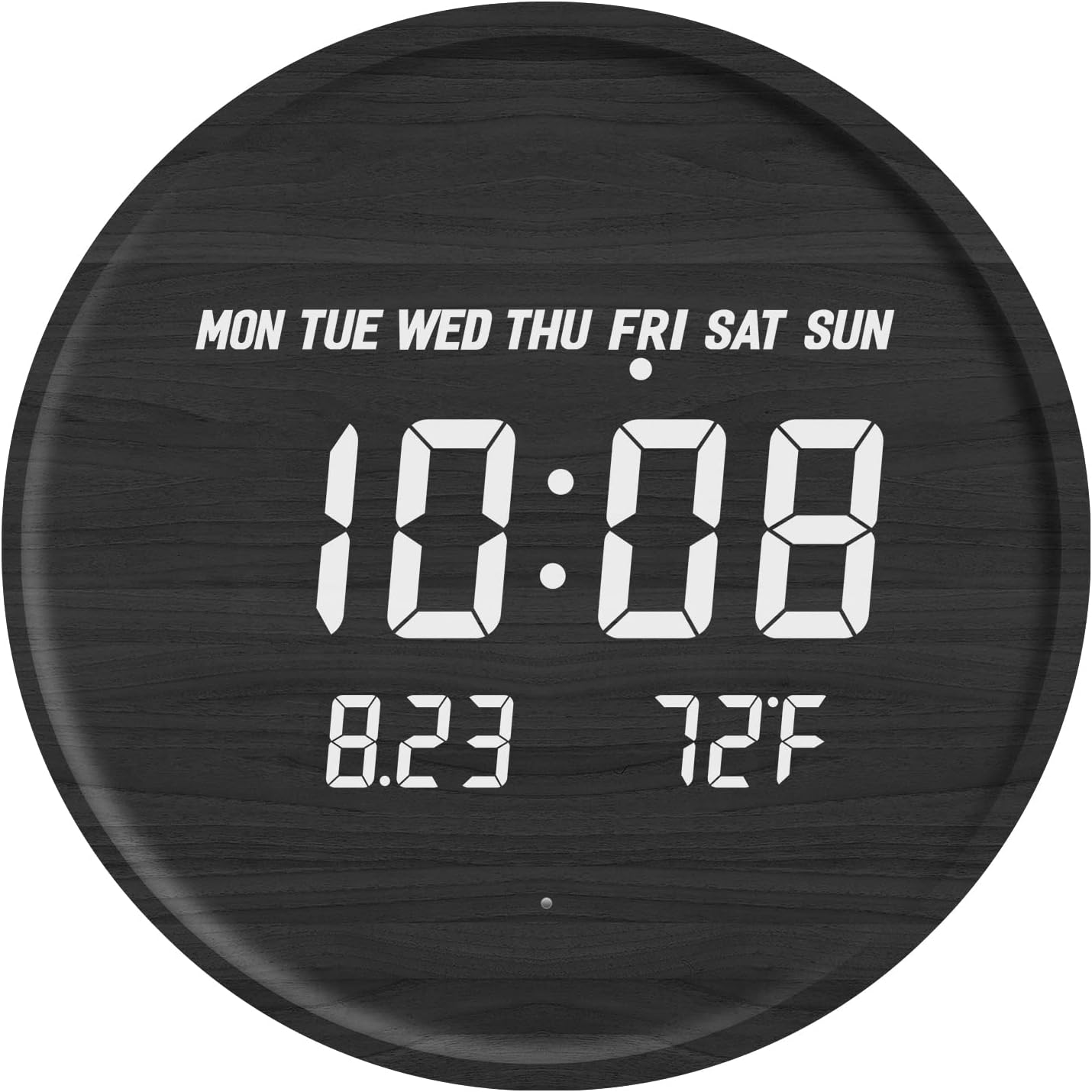Round wall clock with digital time display