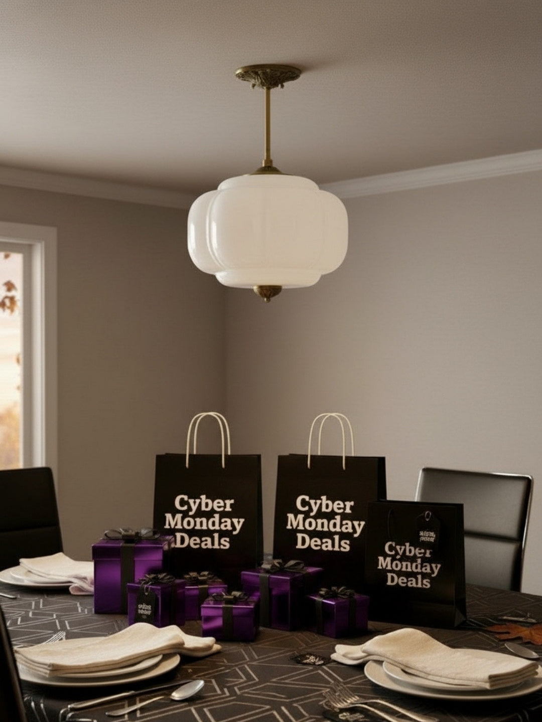 Klasyczna lampa wisząca w kształcie dyni szklana półpłaska