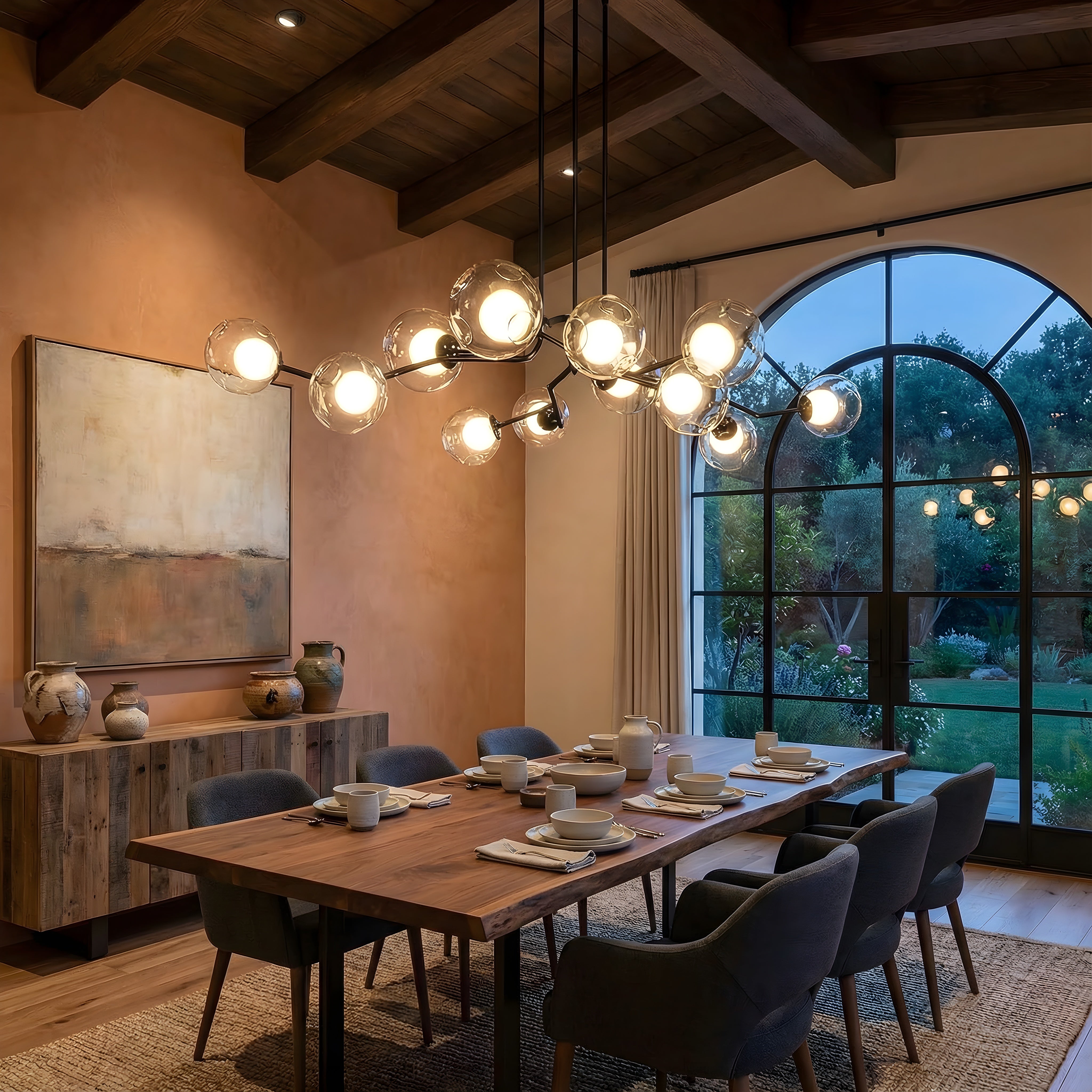 Lampa sufitowa ze szkła dymnego w stylu nordyckim