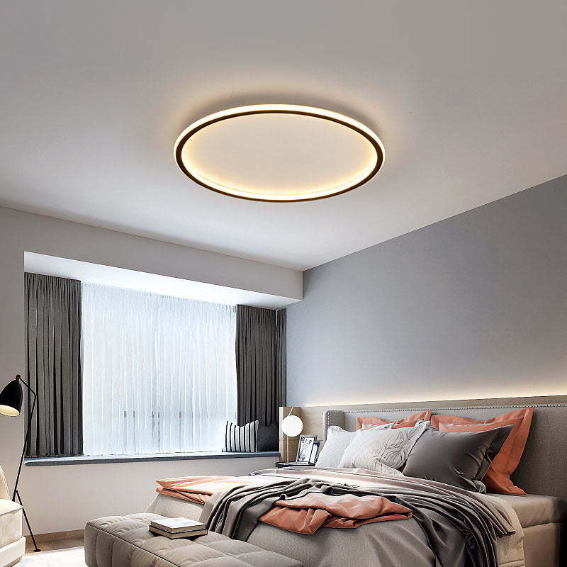 Ronde opbouw plafondlamp met ring en vlak paneel