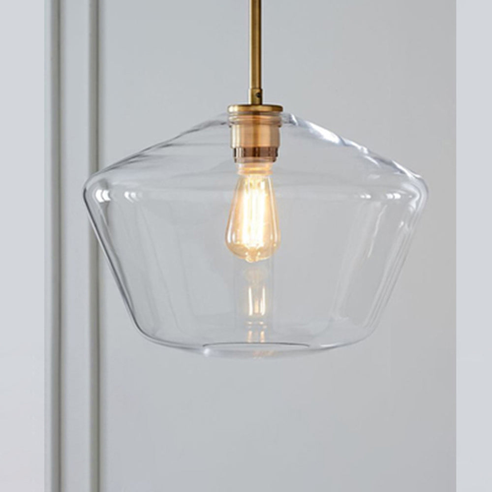 Lampa wisząca szklana diamentowy klosz przezroczysty bursztynowy