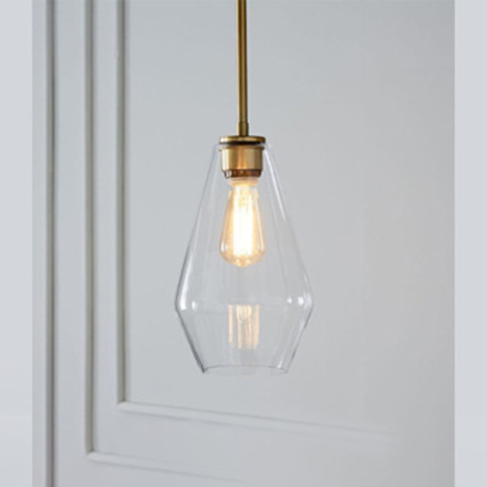 Lampa wisząca szklana diamentowy klosz przezroczysty bursztynowy