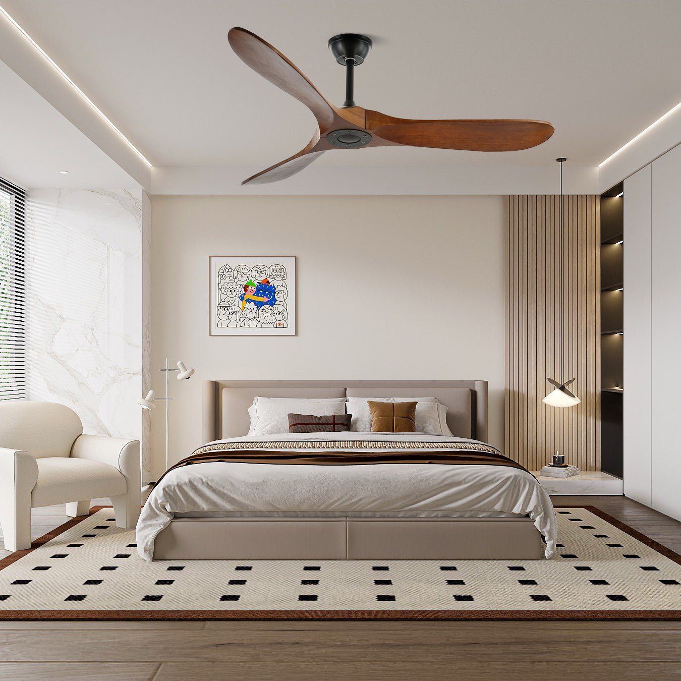 Modern wooden ceiling fan