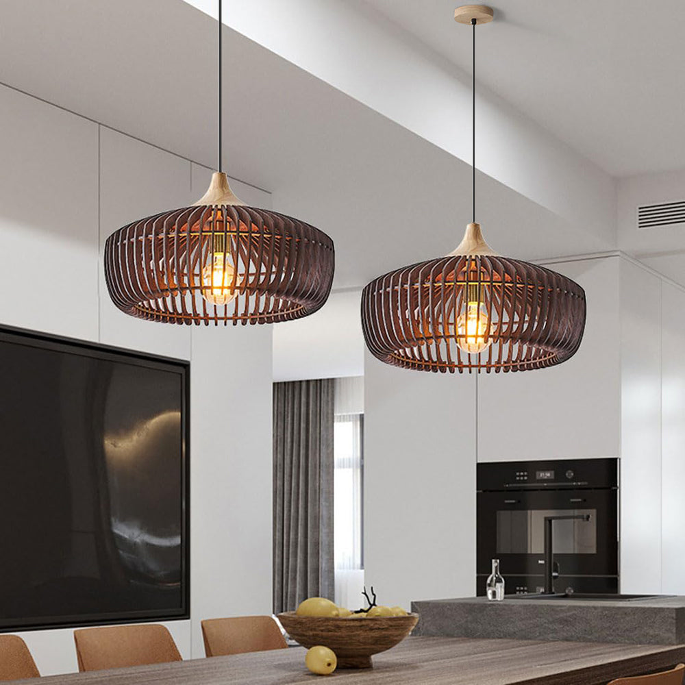 Houten hanglamp in Japanse stijl
