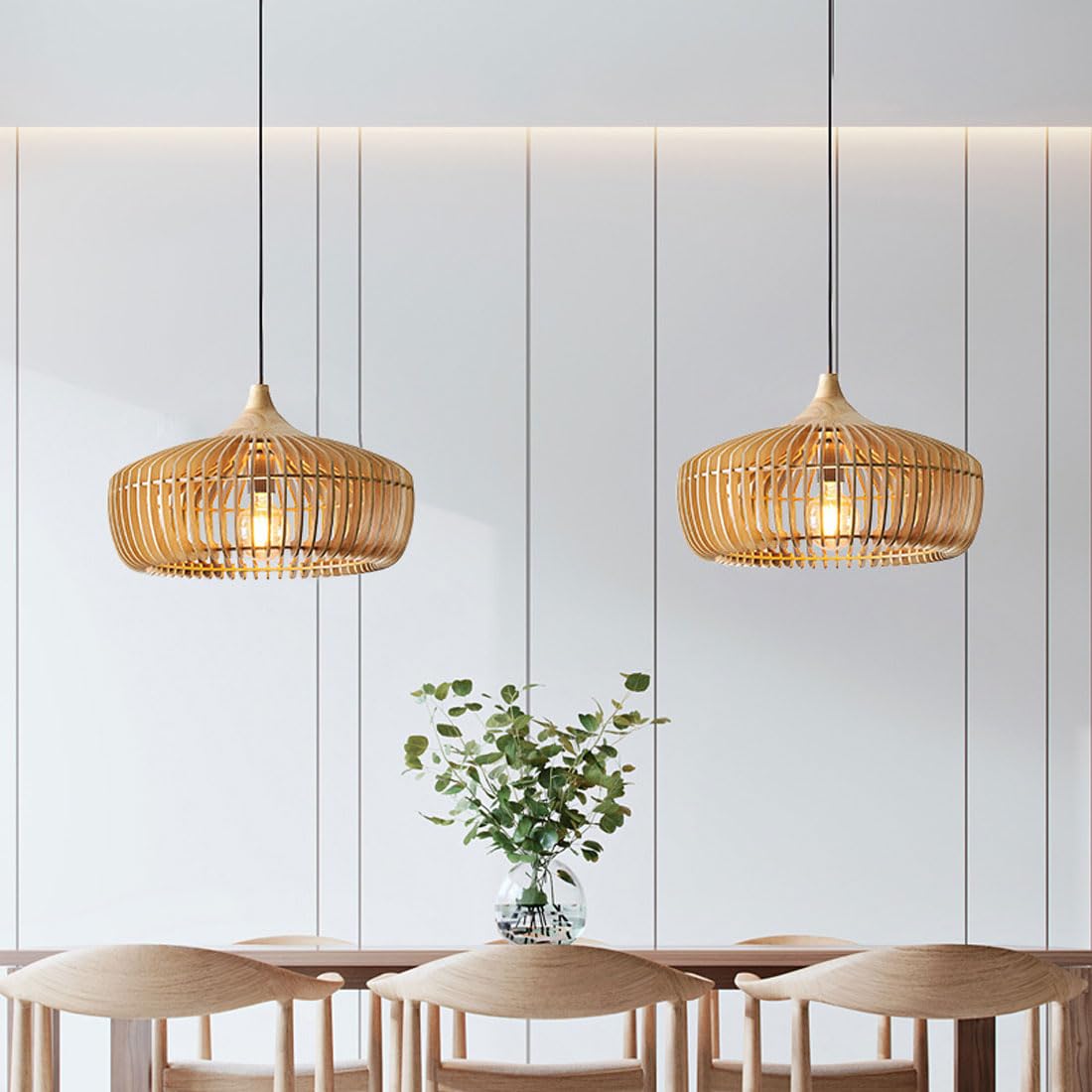 Houten hanglamp in Japanse stijl