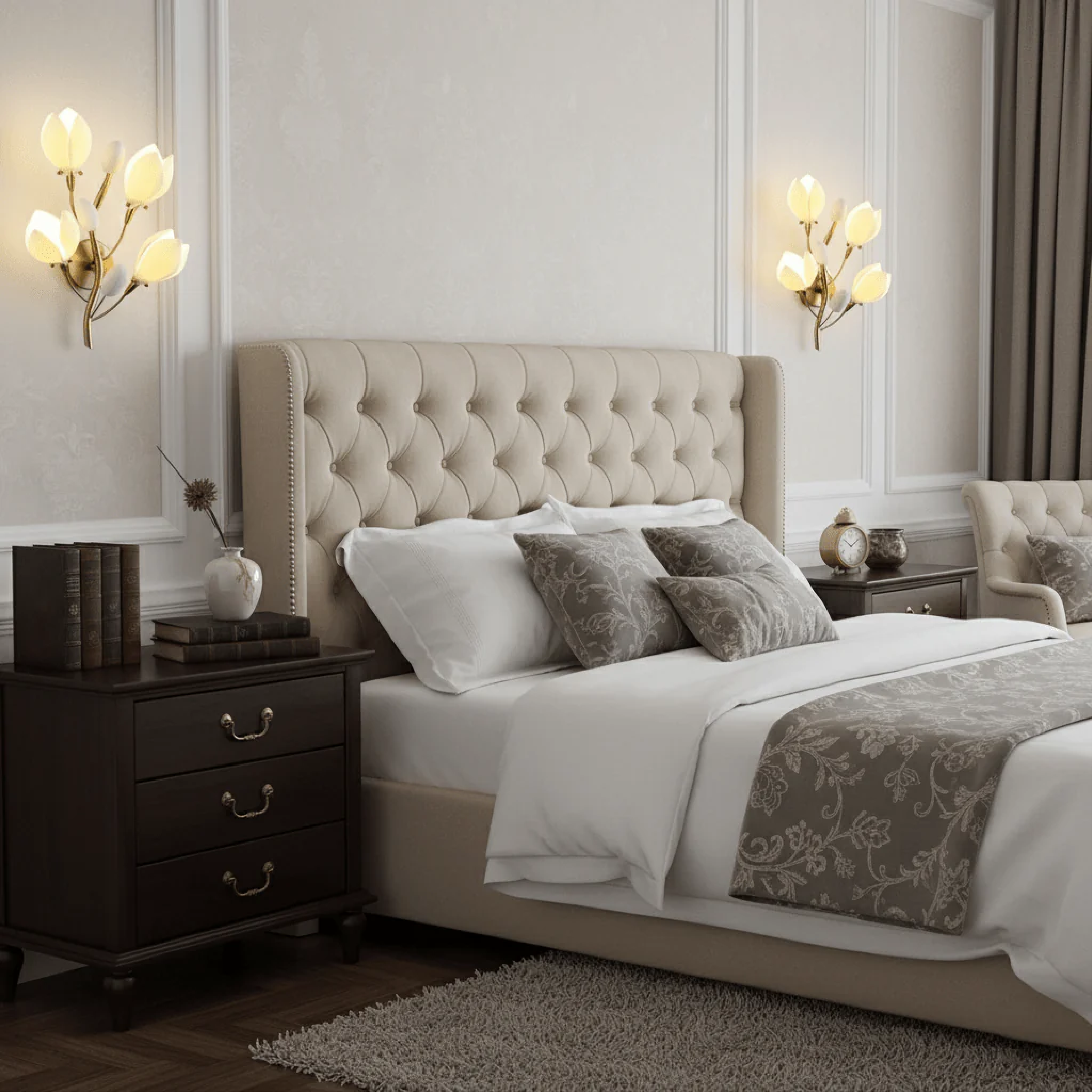 Minimalistyczna ceramiczna lampa ścienna w kształcie kwiatu