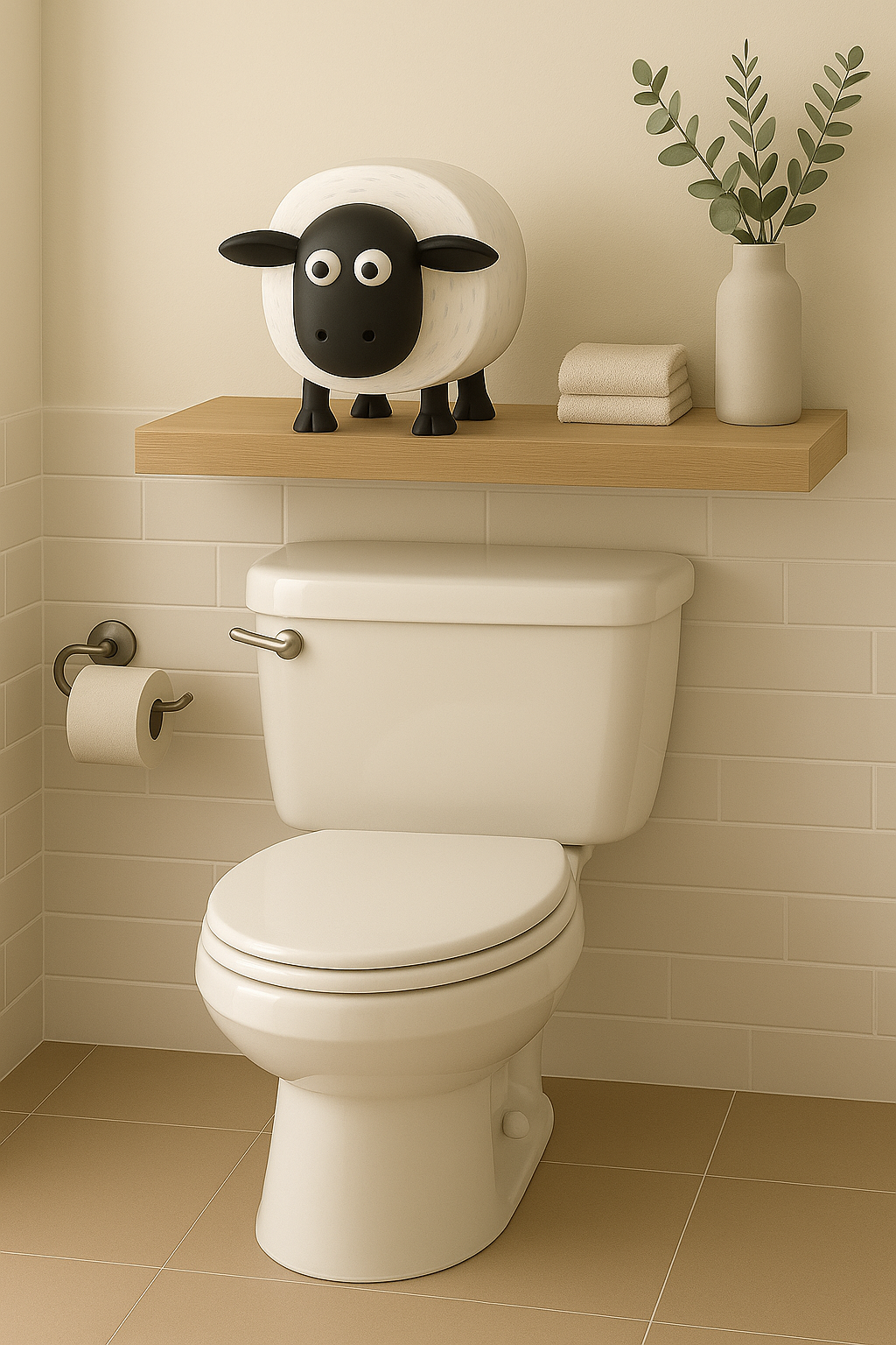 Zwarte toiletrolhouder in schapenvorm