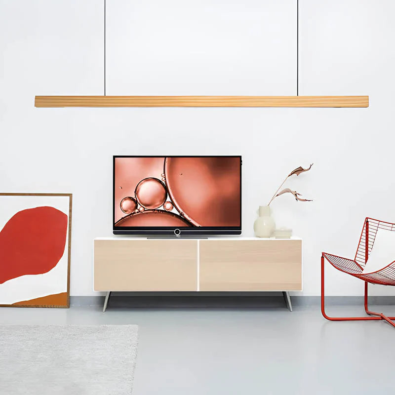 Drewniana liniowa lampa wisząca LED Gindo