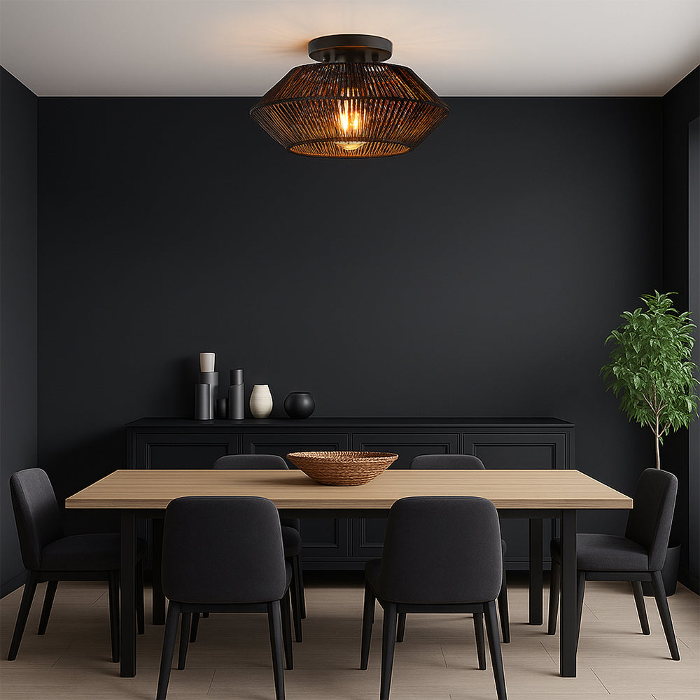 Organiczna ręcznie tkana lampa sufitowa z bambusa