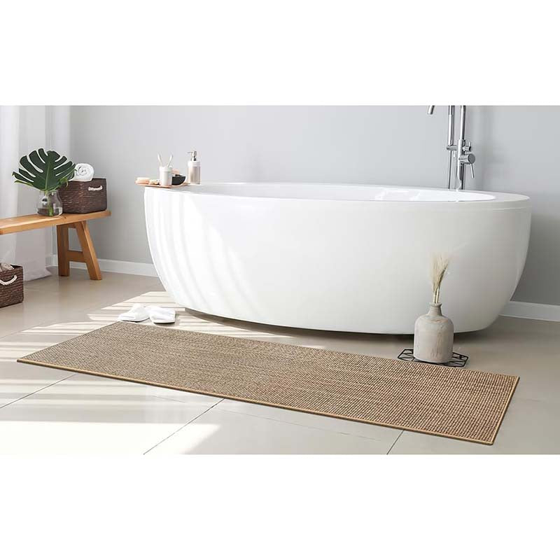 Woven floor mat with textured surface and backing