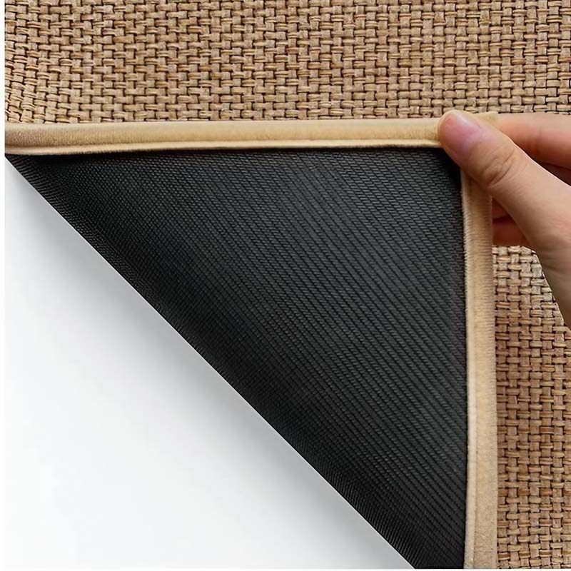 Woven floor mat with textured surface and backing
