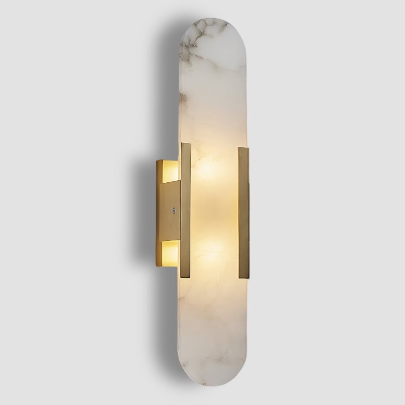 Wandlamp met ovale paneel en verticale lichtstrips