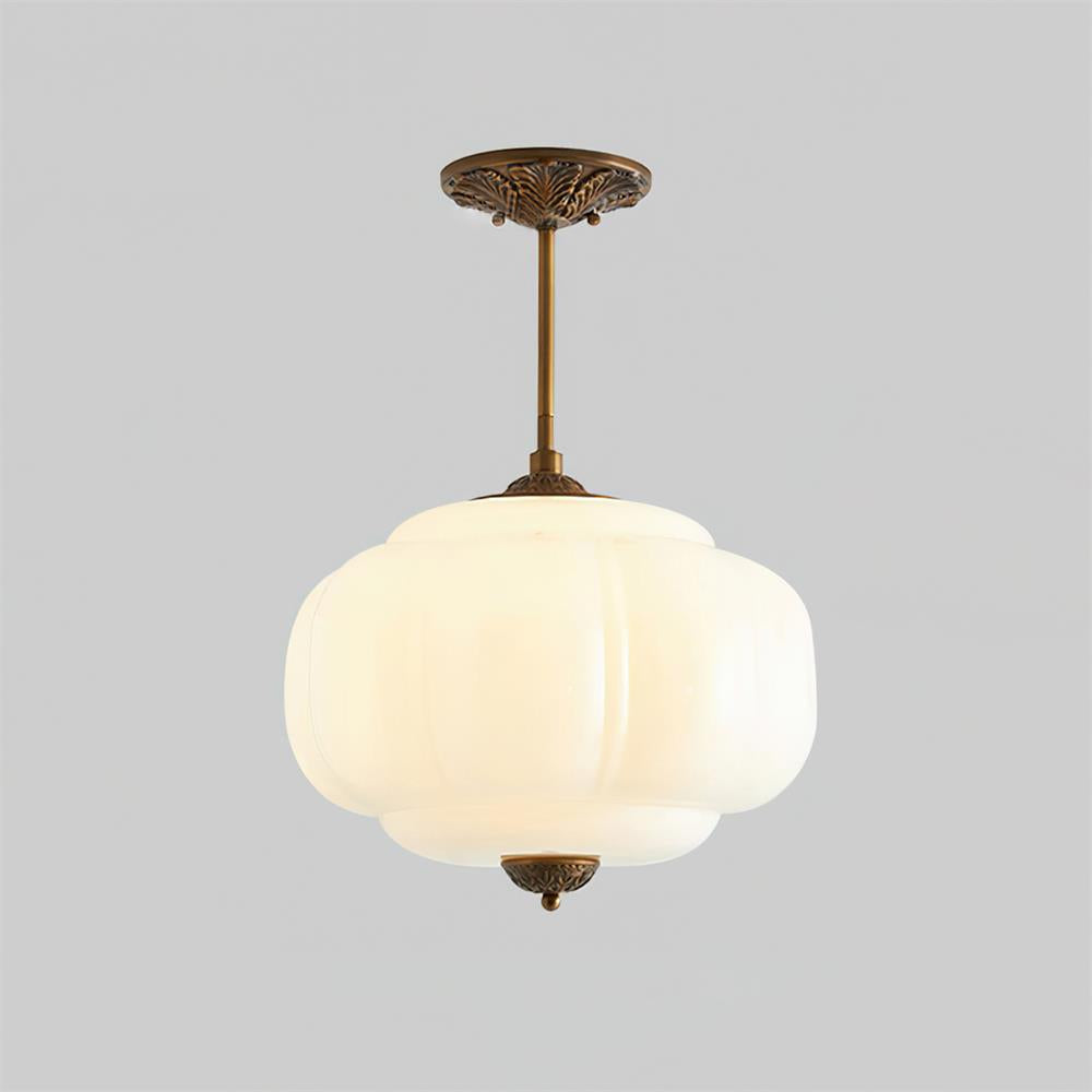 Glazen halfplafondlamp met afgeronde vorm