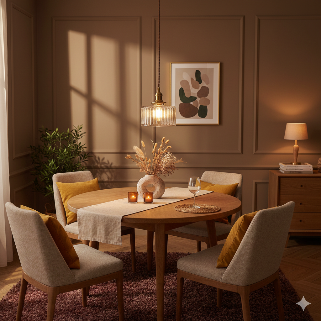 Ronde hanglamp van geribbeld glas en messing in Japanse stijl