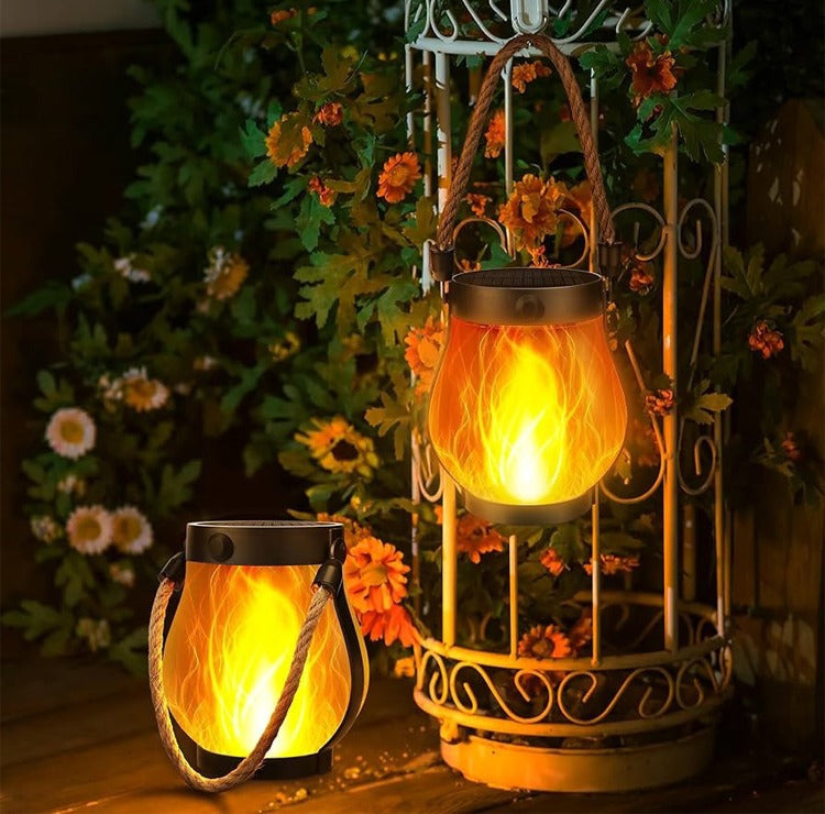 Zonne-energie decoratieve lamp met realistisch vlam effect