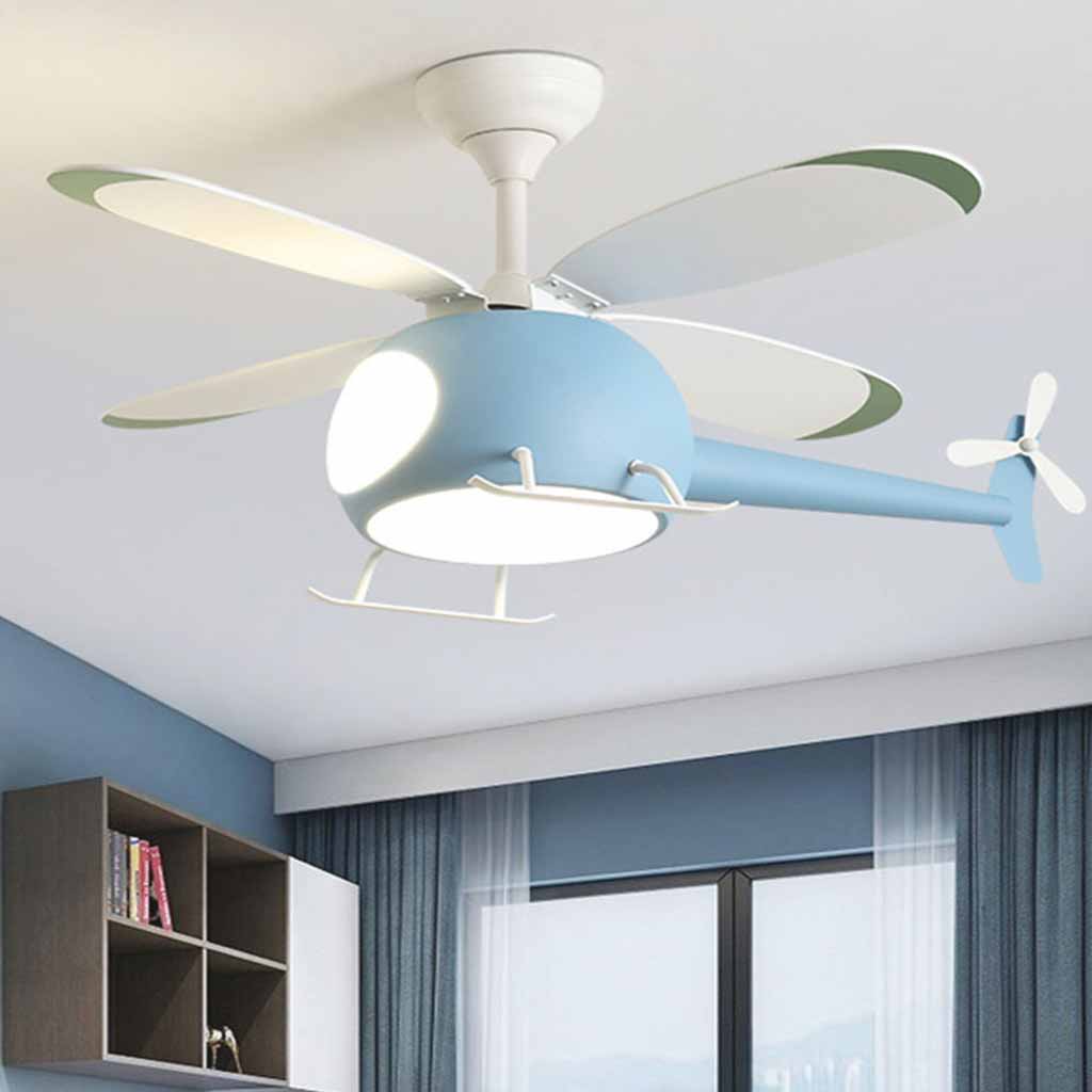 Kolorowa lampa sufitowa z wentylatorem helikopter do pokoju dziecka