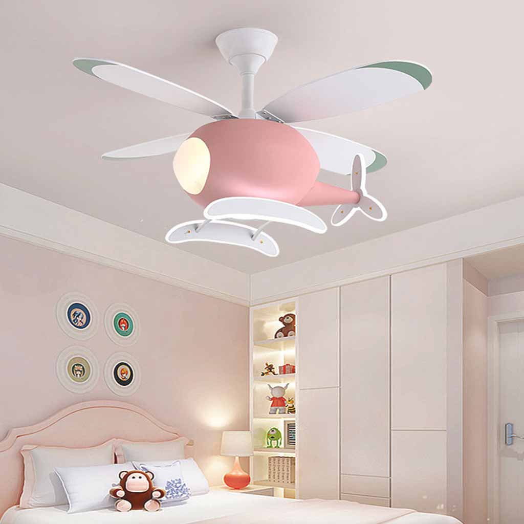 Colorful ceiling lamp with helicopter fan for a child's room