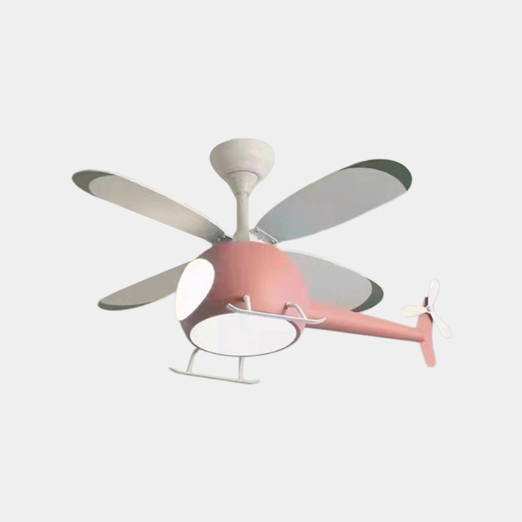 Colorful ceiling lamp with helicopter fan for a child's room