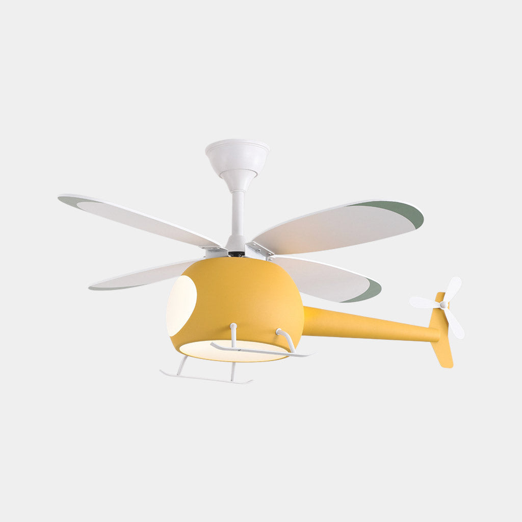 Colorful ceiling lamp with helicopter fan for a child's room