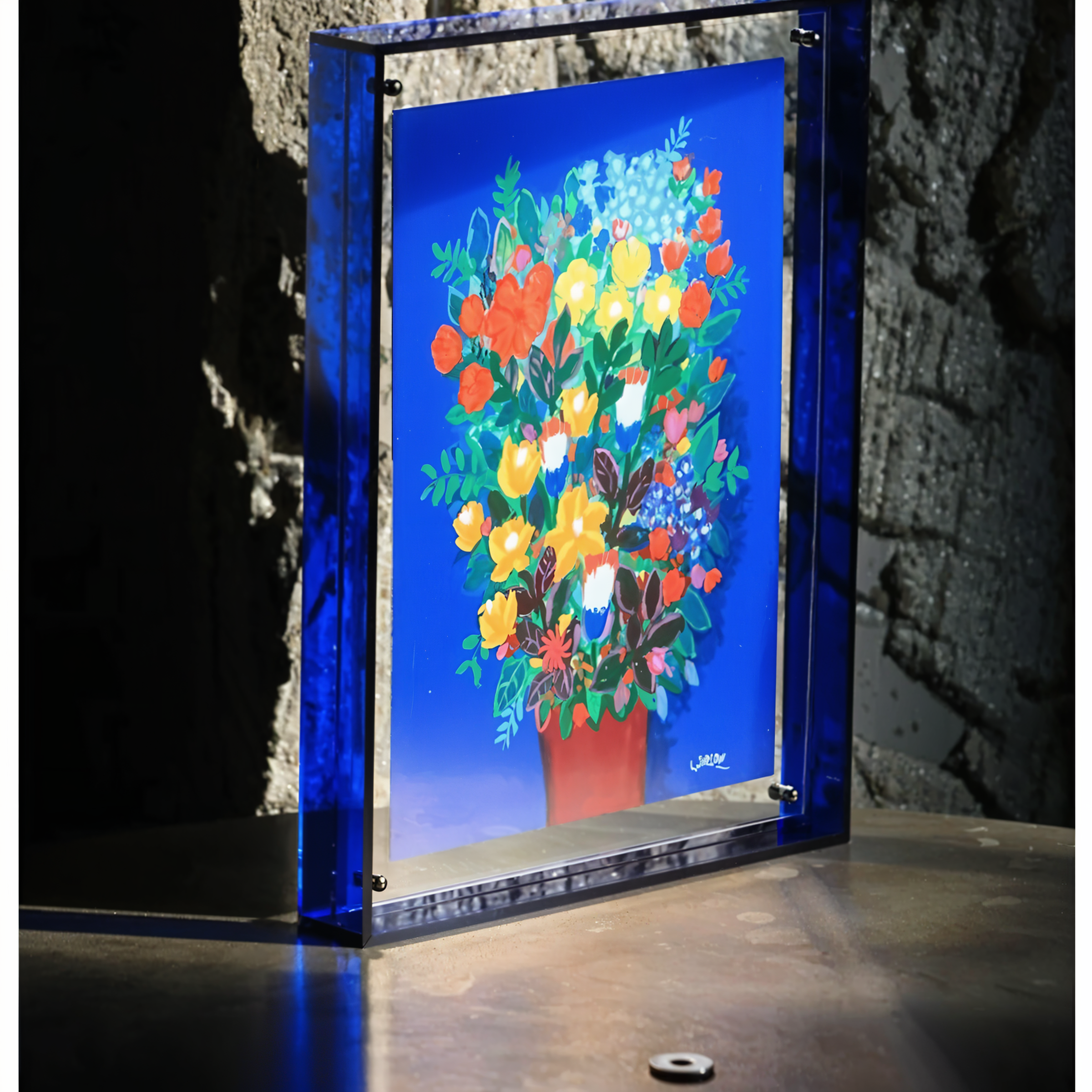 Acrylic photo frame in neon color