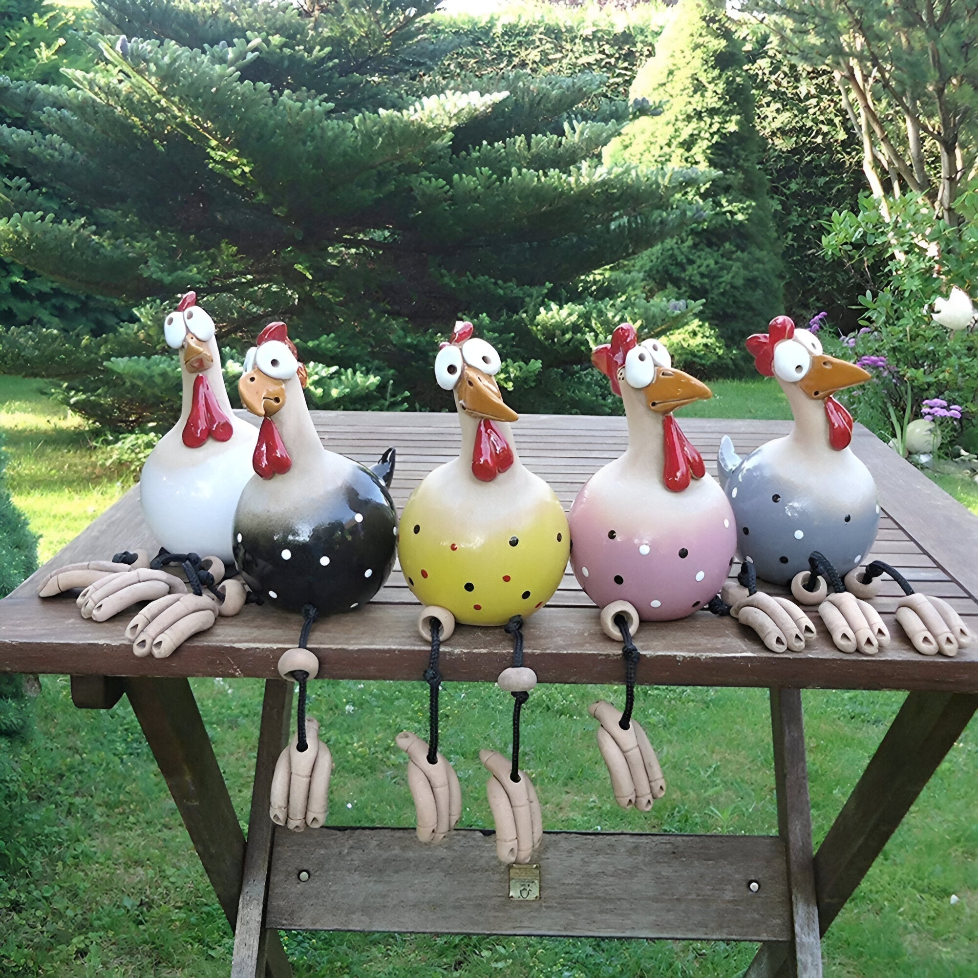 Tuinfiguren hanen met hangende poten