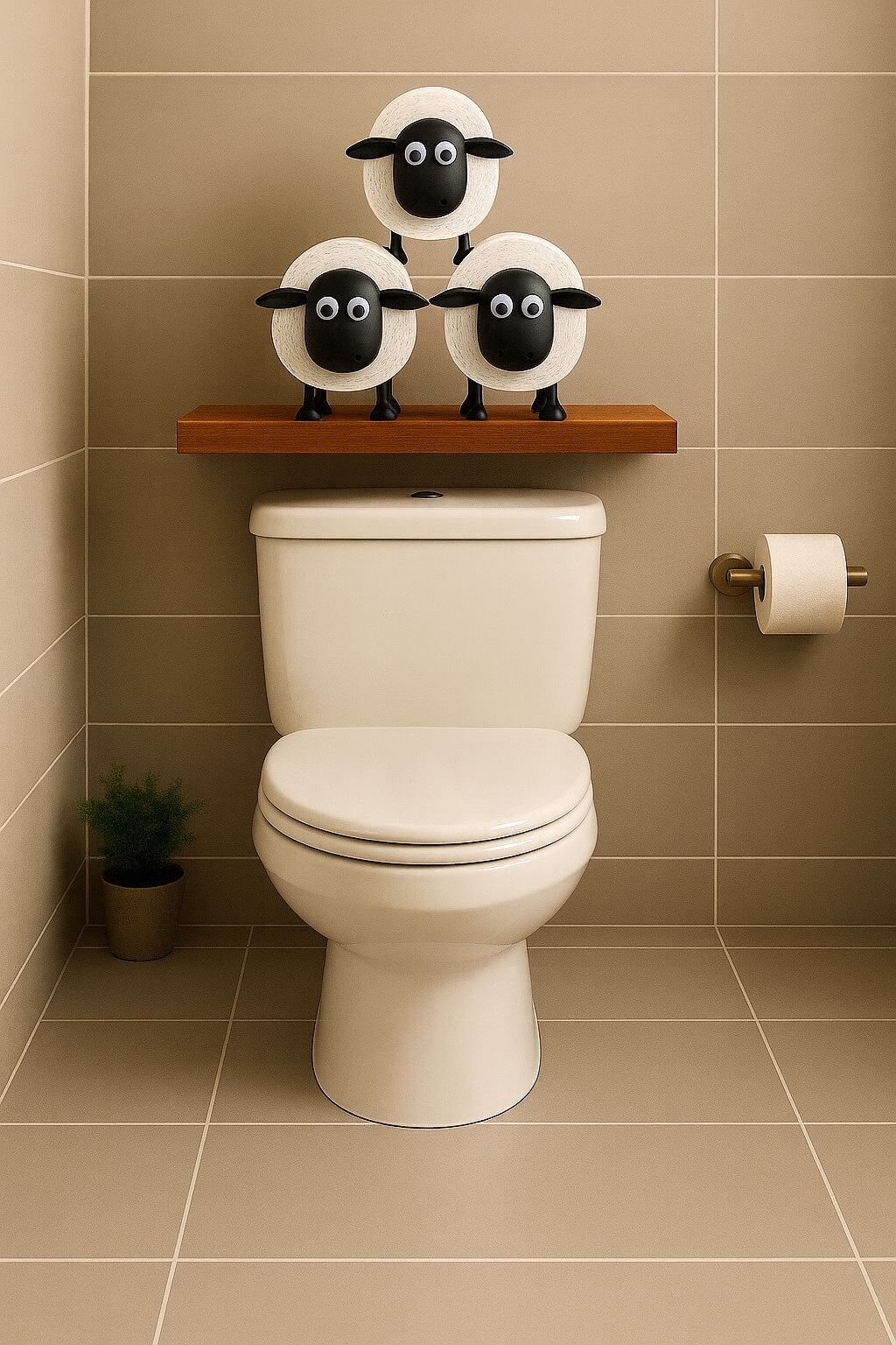 Zwarte toiletrolhouder in schapenvorm