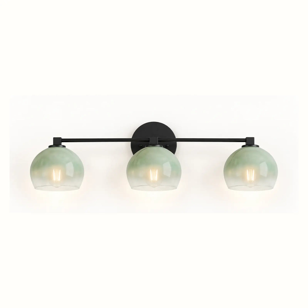 Colorful glass globe wall sconce with a metal frame in Japandi style