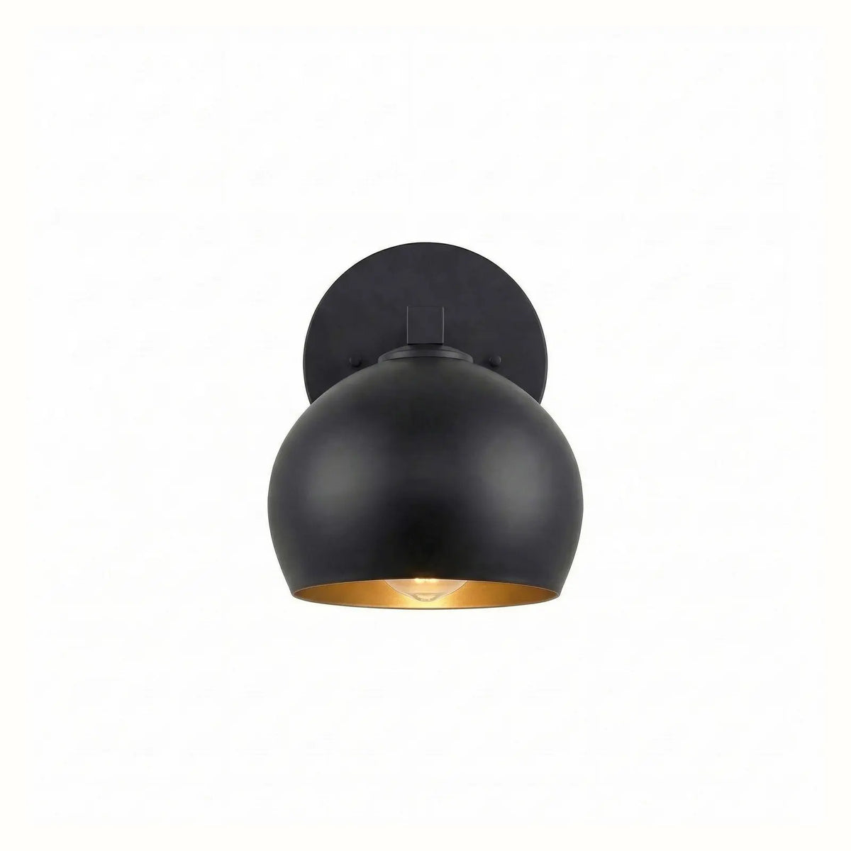 Colorful glass globe wall sconce with a metal frame in Japandi style