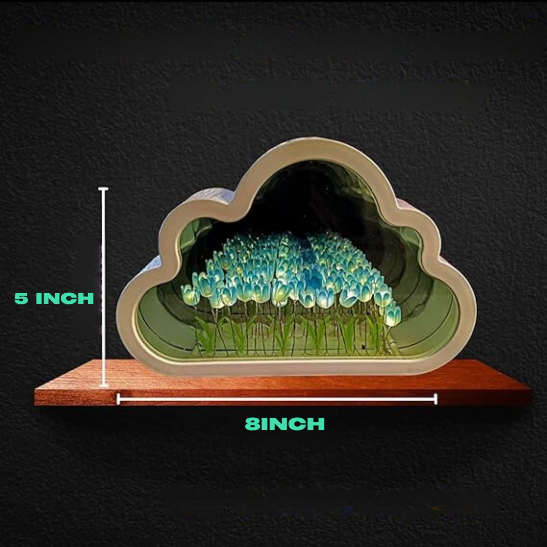 Estetyczna lampa stołowa z lustrem i tulipanami