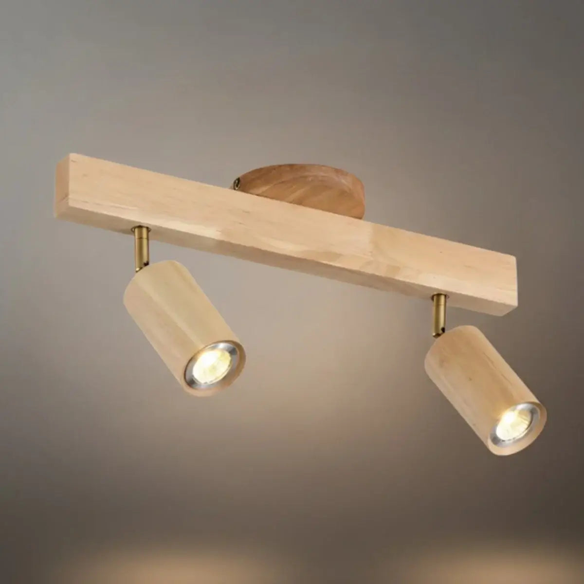 Modern Adjustable LED Track Ceiling Light with Wooden Shades