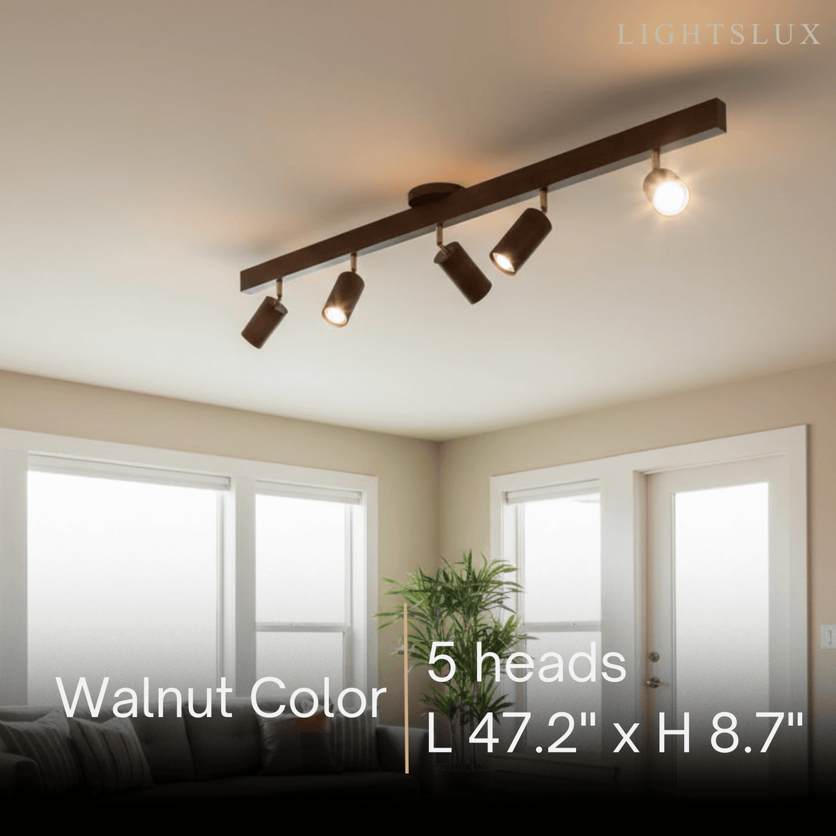 Modern Adjustable LED Track Ceiling Light with Wooden Shades