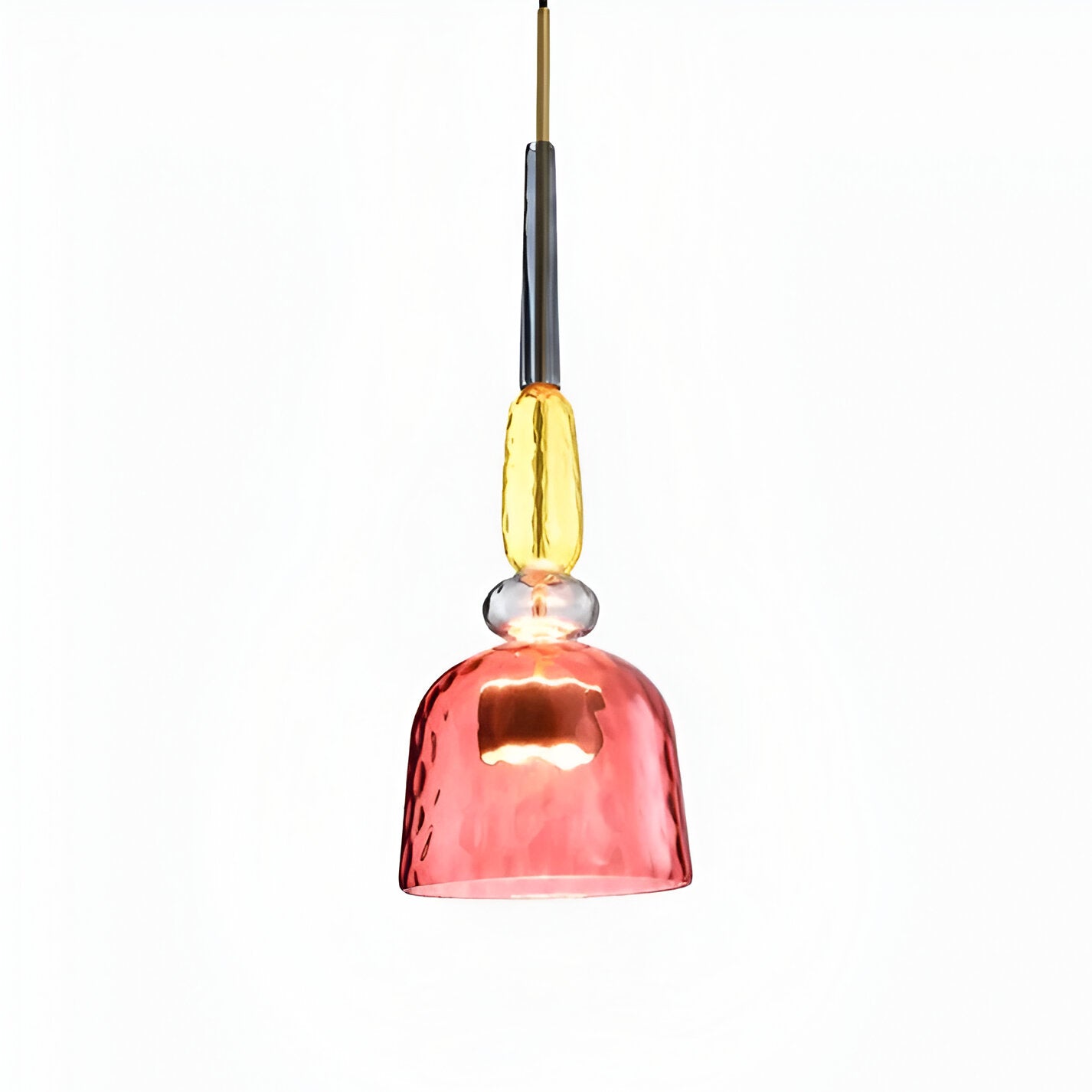 Lampa wisząca z kolorowego szkła z kloszem w kształcie dzwonka