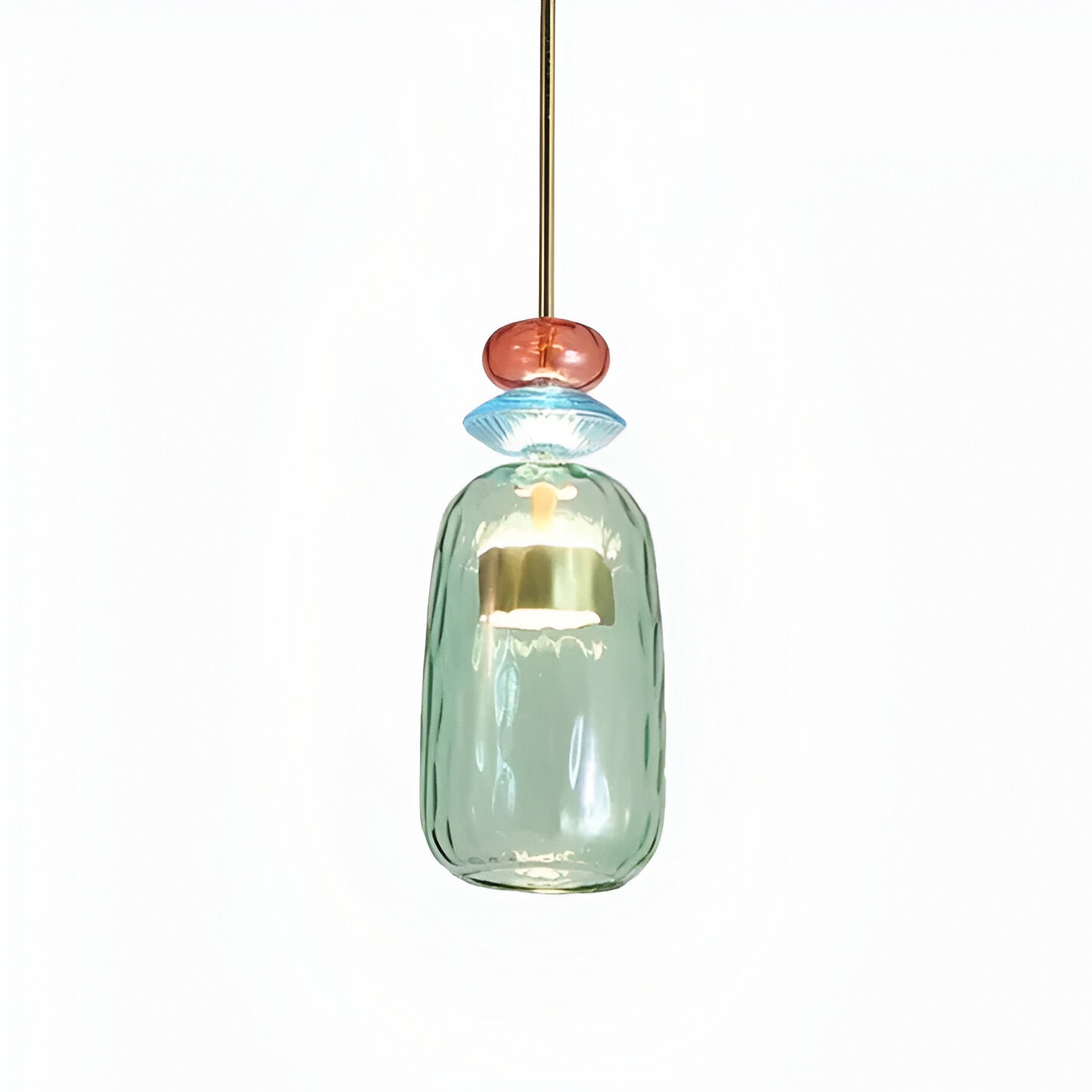 Lampa wisząca z kolorowego szkła z kloszem w kształcie dzwonka