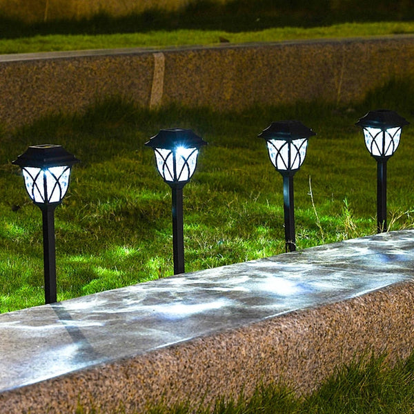 Set van 4 led-lampjes op zonne-energie voor in de tuin