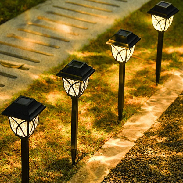 Set van 4 led-lampjes op zonne-energie voor in de tuin