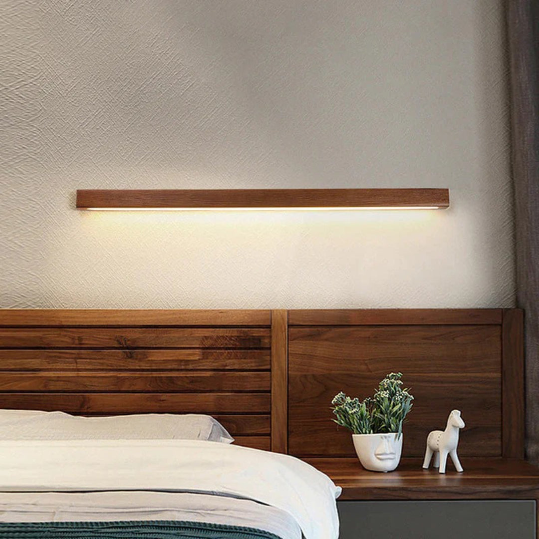 Minimalist Linear Wooden LED Wall Light for the Living Room