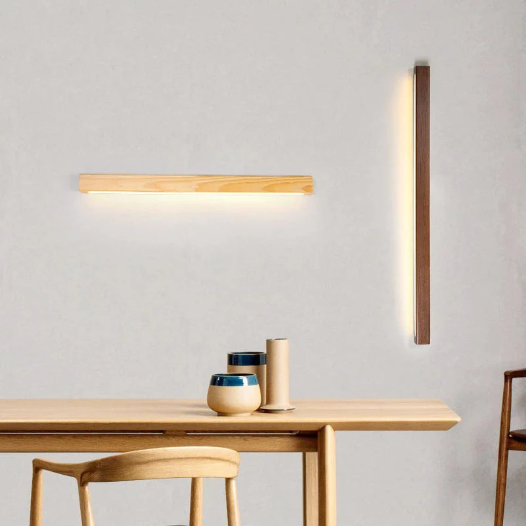 Minimalist Linear Wooden LED Wall Light for the Living Room
