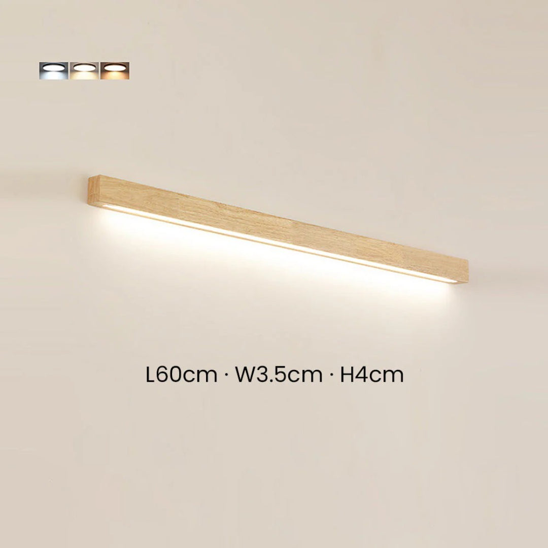 Minimalist Linear Wooden LED Wall Light for the Living Room