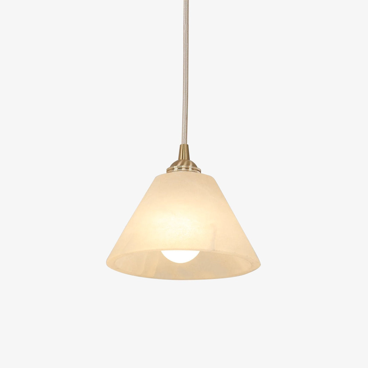 Conical pendant light for the hallway with a brass detail